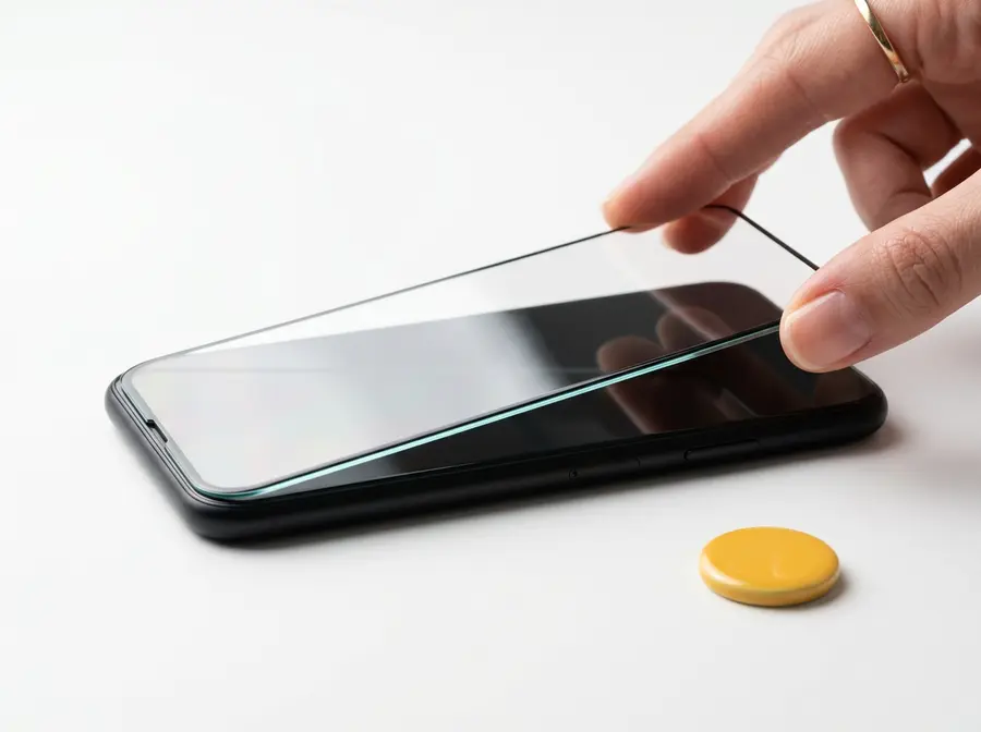 Screen protector being applied to a smartphone
