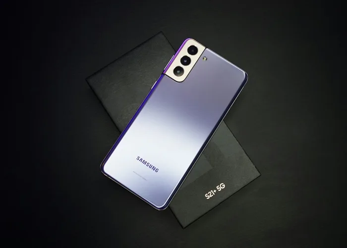 Samsung Galaxy smartphone on a dark background